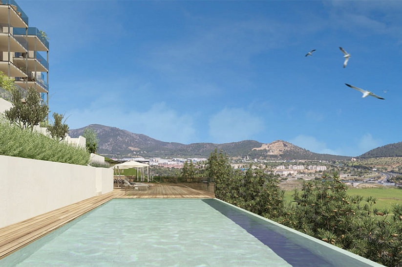 Новый апартаментс садом и с панорамным видом в Santa Ponsa