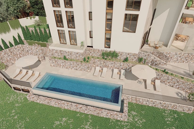 Новый пентхаус с частным бассейном в процессе постройки в современной резиденции в Cala Mayor 